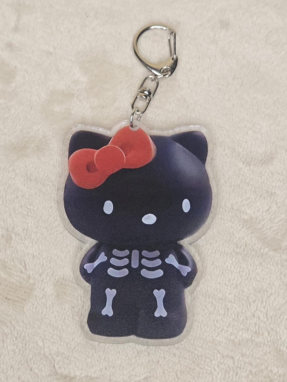 Hello Kitty Plastic Halloween Skeleton Keychain